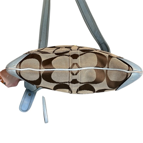 Coach Signature Brown and Blue Shoulder Bag - Picture 7 of 8